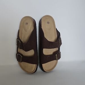 Brown Suede Double Strap Sandals